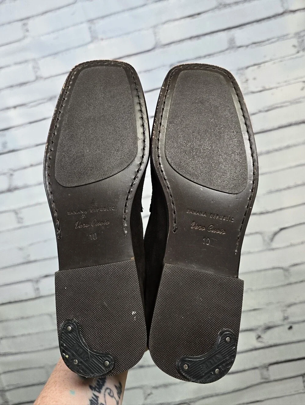 Banana Republic Anton Genuine Leather Suede Rich Dark Brown Mock Toe Loafers